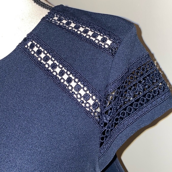 Navy Blue A Line Dress. Cutout/Lace Detail. H&M. Size Medium - Picture 2 of 10